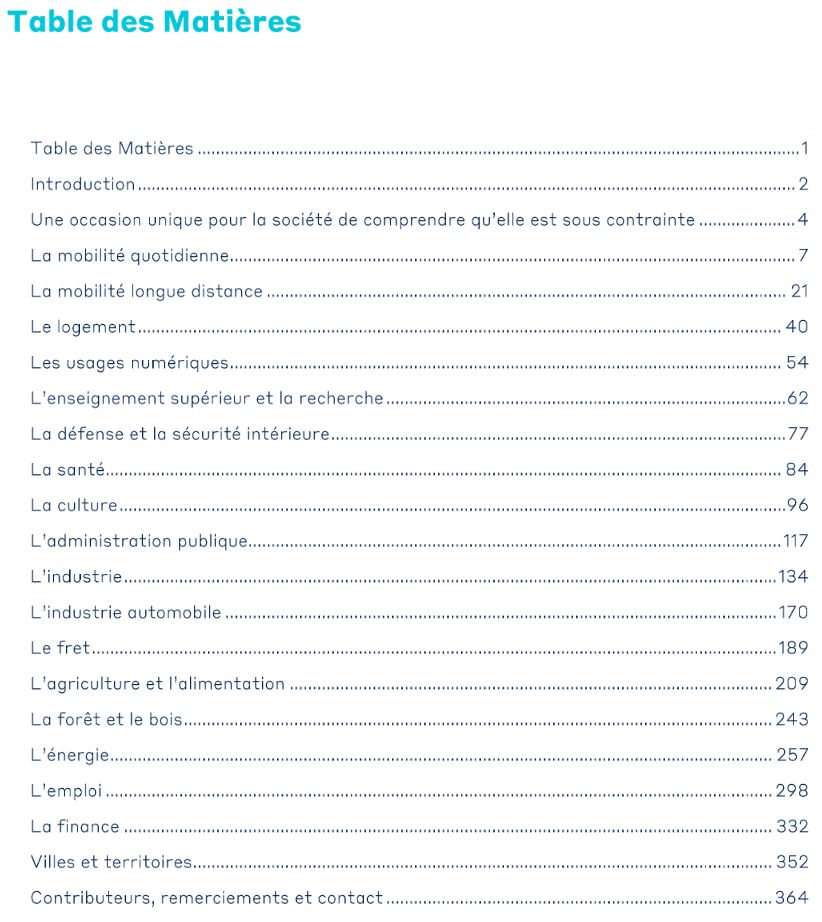 Sommaire du PTEF en 2020